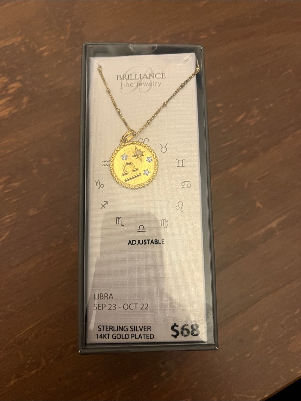 Brilliance 14kt Gold-Plated Libra Zodiac Pendant Necklace - Gold
